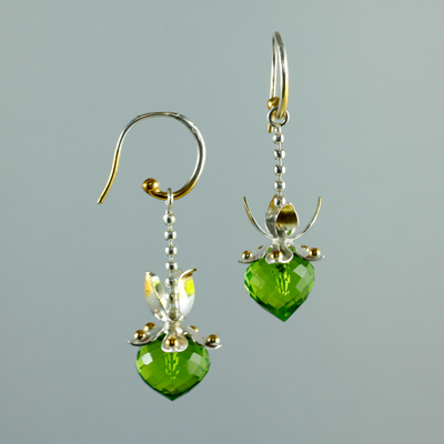 Annette von der Bey, Zwiebelohrringe, Silber teilvergoldet, Zirkonia