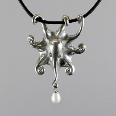 Schmuck von der Bey, Oktopus, 935 Silber, Zuchtperle