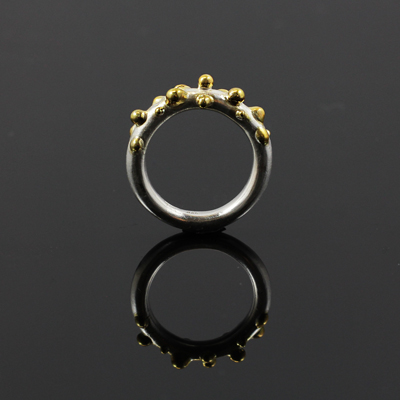 Schmuck von der Bey, Ring Sterne, 935 Silber, teilvergoldet